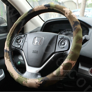 Calssic Man Wave Camo Cloth Auto Grip Steering Wheel Covers 15 inch 38CM - Green