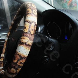 Calssic Snake Grain PU Leather Car Steering Wheel Covers 15 inch 38CM - Brown White
