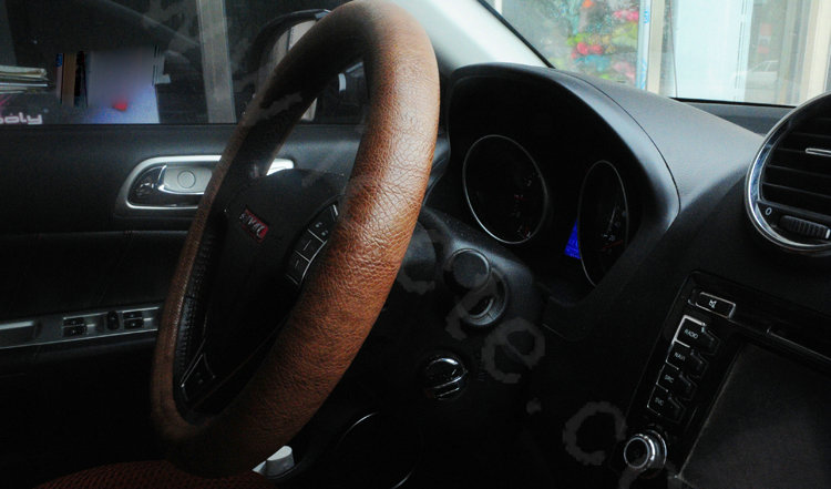 Calssic Snake Grain PU Leather Car Steering Wheel Covers 15 inch 38CM - Brown