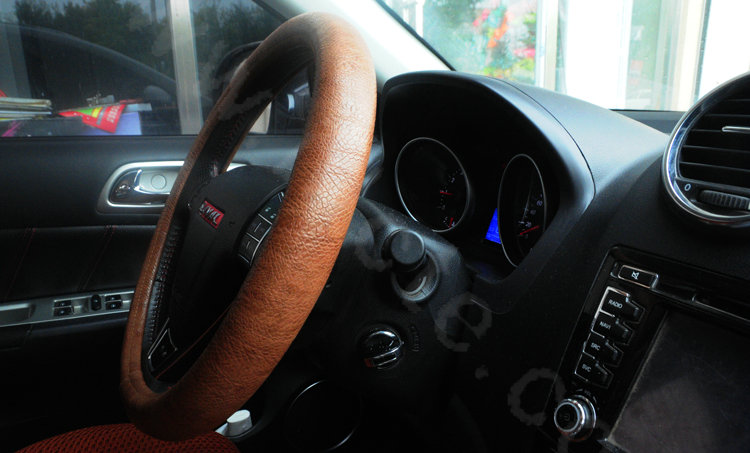 Calssic Snake Grain PU Leather Car Steering Wheel Covers 15 inch 38CM - Brown