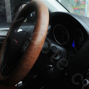 Calssic Snake Grain PU Leather Car Steering Wheel Covers 15 inch 38CM - Brown