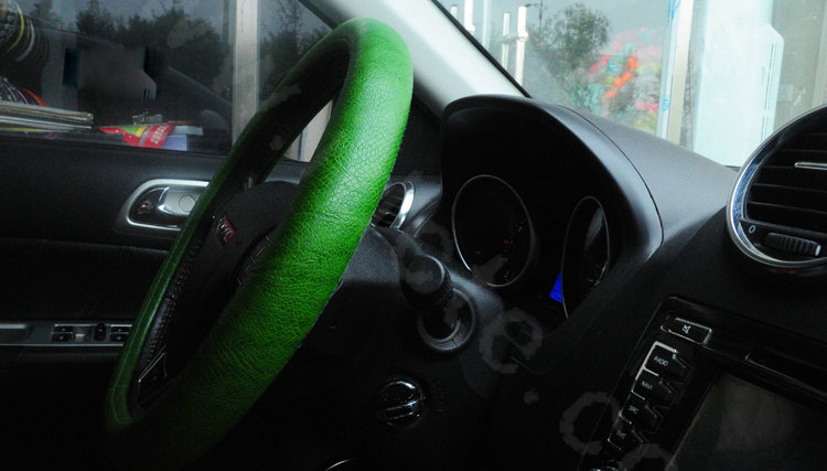 Calssic Snake Grain PU Leather Car Steering Wheel Covers 15 inch 38CM - Green