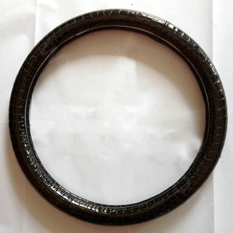 Calssic Women Crocodile Genuine Leather Car Steering Wheel Covers 15 inch 38CM - Black