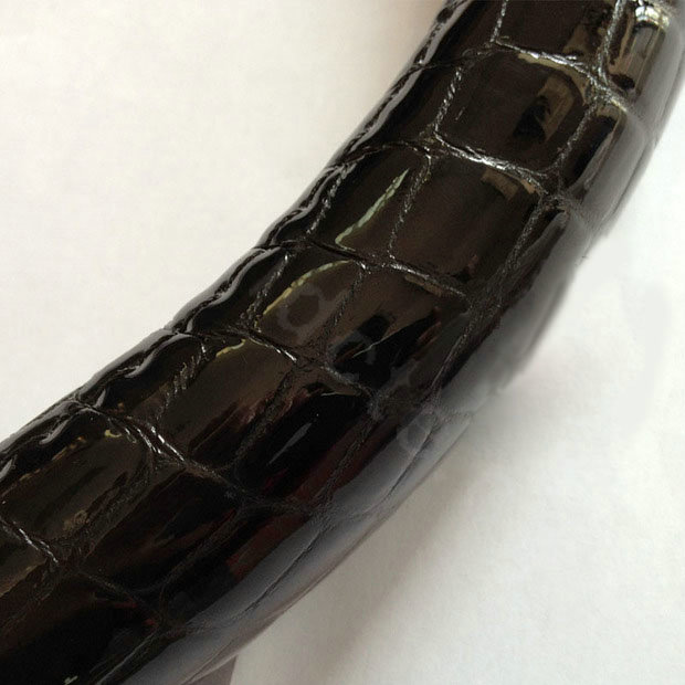 Calssic Women Crocodile Genuine Leather Car Steering Wheel Covers 15 inch 38CM - Black