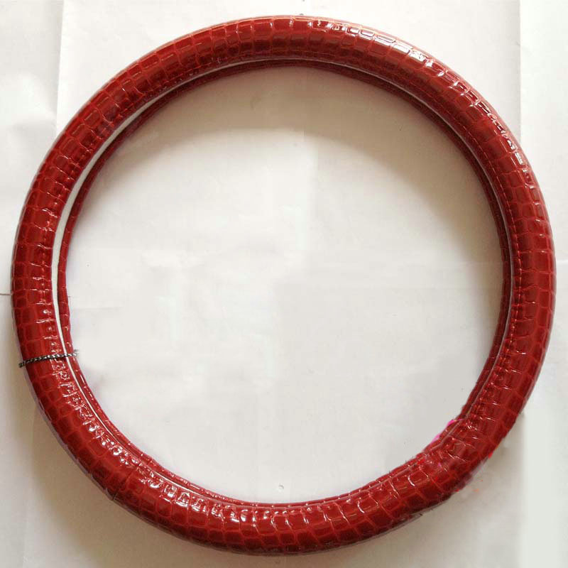 Calssic Women Crocodile Genuine Leather Car Steering Wheel Covers 15 inch 38CM - Red