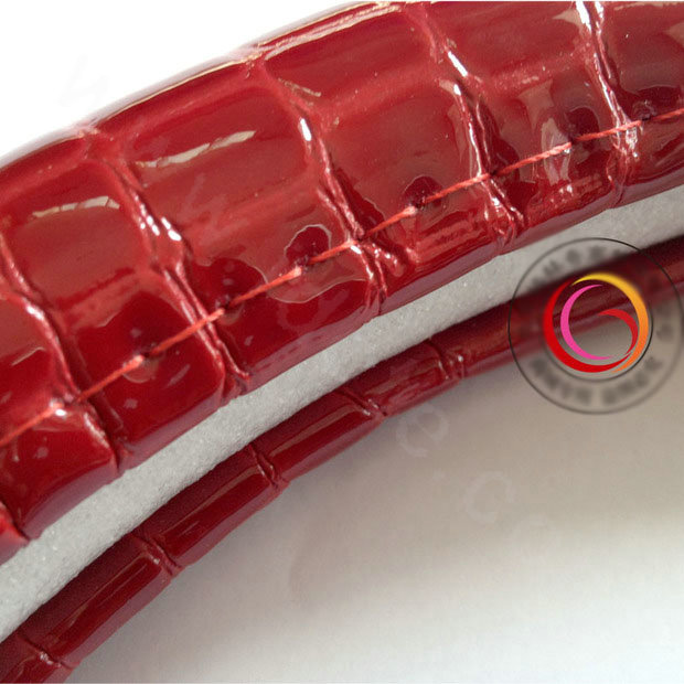 Calssic Women Crocodile Genuine Leather Car Steering Wheel Covers 15 inch 38CM - Red