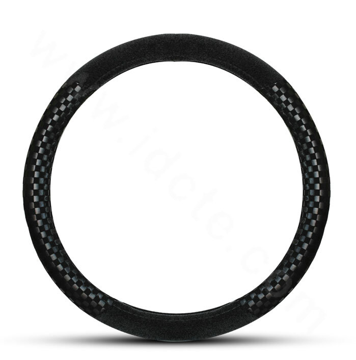 Classic Small Plaid Winter Velvet Car Steering Wheel Covers 15 inch 38CM - Black