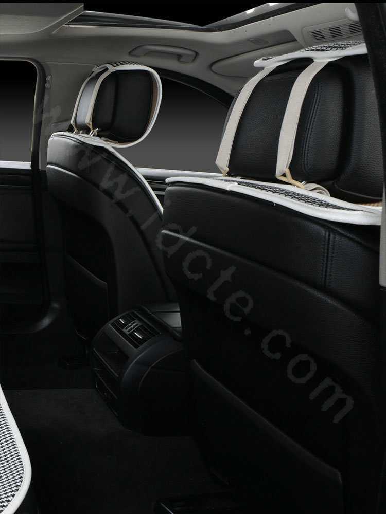 Classic Swallow Gird Cotton Cloth Universal Car Seat Cushion 11pcs Set - Black White