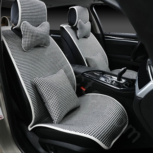 Classic Swallow Gird Cotton Cloth Universal Car Seat Cushion 11pcs Set - Black White