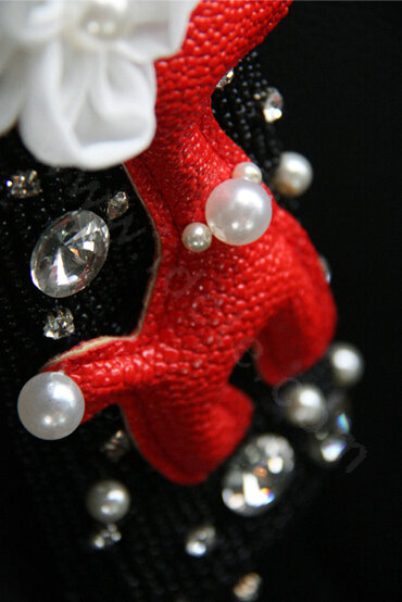 Cute Female Flower Deer Pearl Crystal Beaded Auto Seat Safety Belt Covers 2pcs - Black