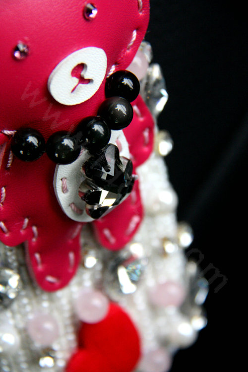 Cute Female Heart Bear Pearl Crystal Beaded Auto Seat Safety Belt Covers 2pcs - White