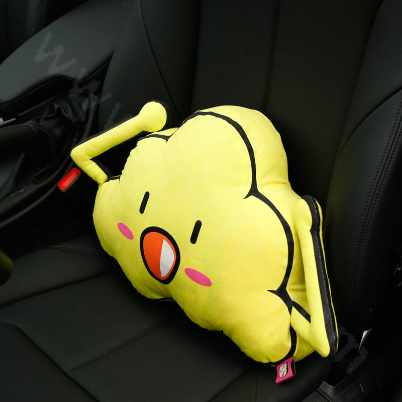 Cute Flaky Clouds Short Plush Auto Support Lumbar Pillow Car Interior Decoration 1pcs - Yellow