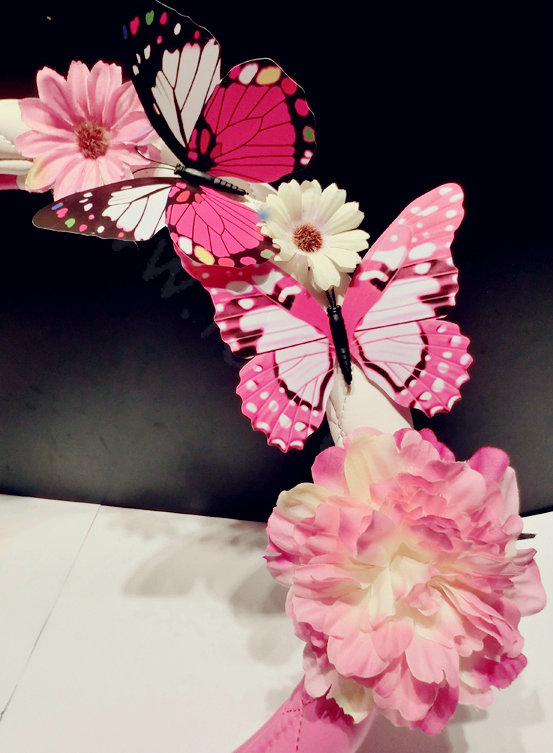 Cute Women Butterfly Lily Flower Leather Car Steering Wheel Covers 15 inch 38CM - Rose