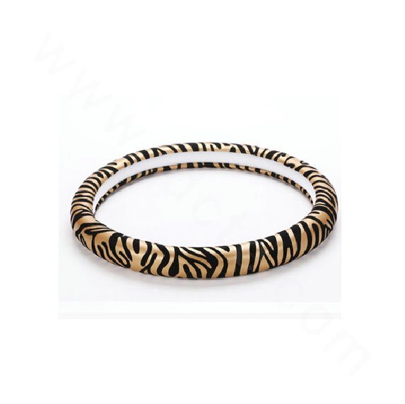 Discount Zebra Print PU Leather Car Steering Wheel Covers 15 inch 38CM - Gold