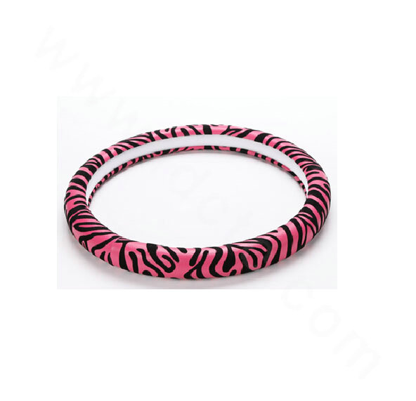 Discount Zebra Print PU Leather Car Steering Wheel Covers 15 inch 38CM - Pink