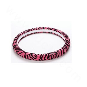 Discount Zebra Print PU Leather Car Steering Wheel Covers 15 inch 38CM - Pink