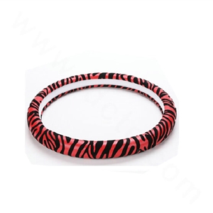 Discount Zebra Print PU Leather Car Steering Wheel Covers 15 inch 38CM - Red