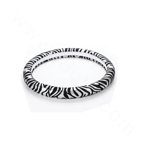 Discount Zebra Print PU Leather Car Steering Wheel Covers 15 inch 38CM - White Black