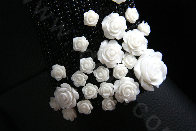 Elegant Female Ceramic Flower Pearl Beaded Auto Seat Safety Belt Covers 2pcs - Black