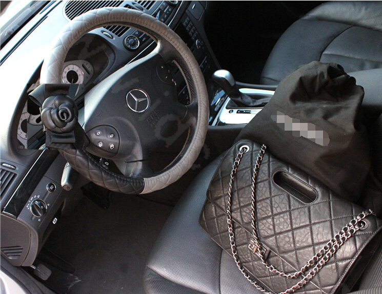 Elegant Flower Women Genuine Leather Car Steering Wheel Covers 15 inch 38CM - Gray