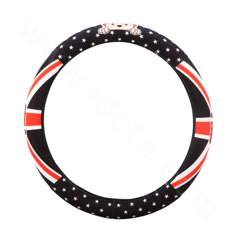 Fashion British Series Flag Stars Print Car Steering Wheel Covers 15 inch 38CM - Black Blue