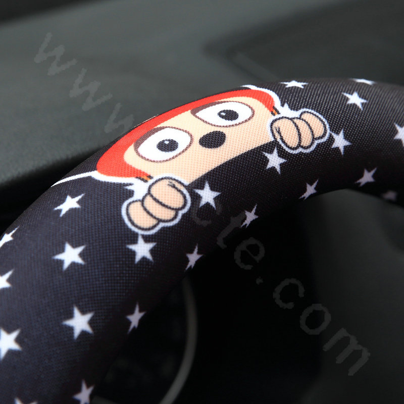 Fashion British Series Flag Stars Print Car Steering Wheel Covers 15 inch 38CM - Black Blue