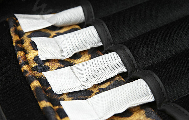 Fashion Leopard Print Female Universal Car Seat Cushion PU Leather Flocking 10pcs Set - Golden