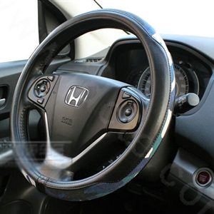 Fashion Man Camo Cloth Leather Grip Steering Wheel Covers 15 inch 38CM - Black Blue