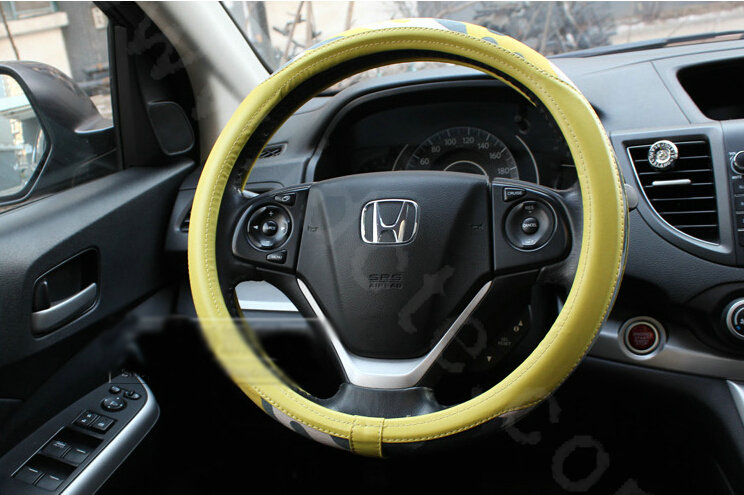 Fashion Man Camo Cloth Leather Grip Steering Wheel Covers 15 inch 38CM - Green