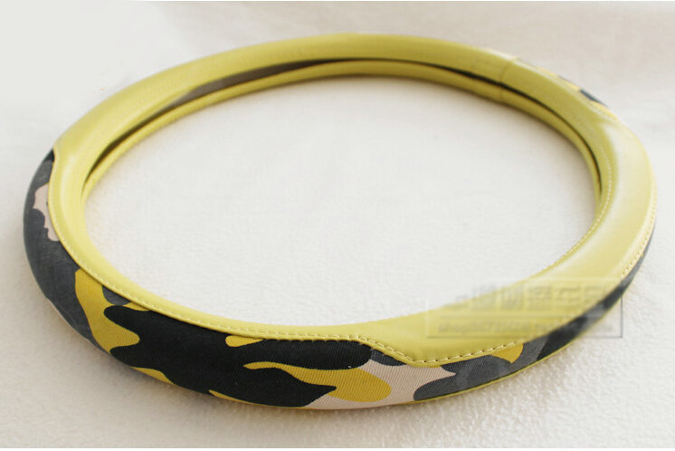 Fashion Man Camo Cloth Leather Grip Steering Wheel Covers 15 inch 38CM - Green