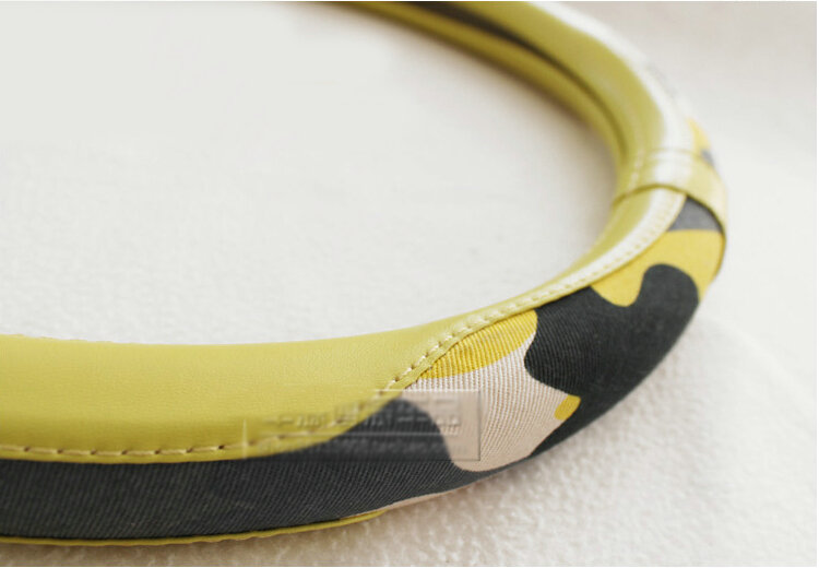 Fashion Man Camo Cloth Leather Grip Steering Wheel Covers 15 inch 38CM - Green