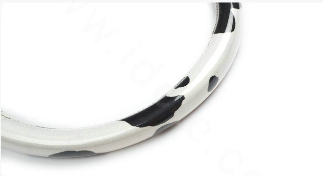 Fashion Milk Cow Print PVC Leather Auto Steering Wheel Covers 15 inch 38CM - Black White