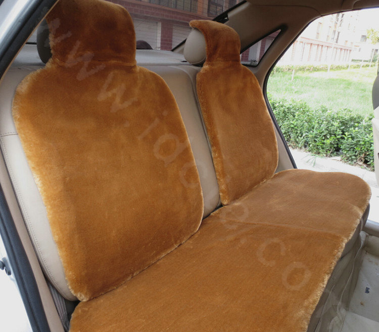 Fashion Pattern Winter Short Plush Auto Cushion Universal Car Seat Covers 5pcs Sets - Brown