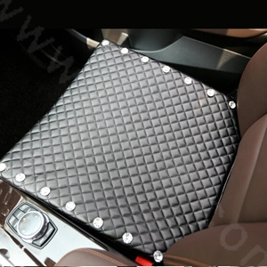Fashion Rhinestone Universal Car Seat Cushion Genuine Sheepskin Auto Pad 1pcs - Black