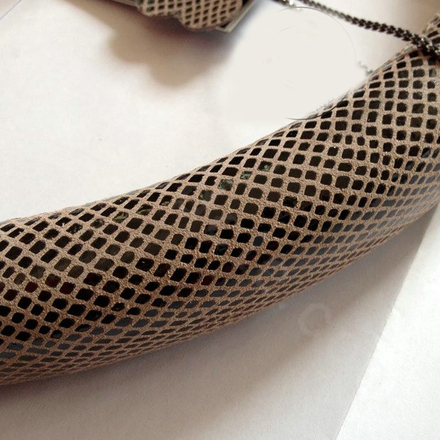 Fashion Women Genuine Leather Snake Skin Car Steering Wheel Covers 15 inch 38CM - Beige