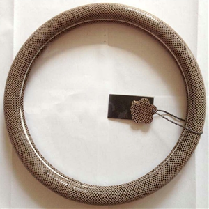 Fashion Women Genuine Leather Snake Skin Car Steering Wheel Covers 15 inch 38CM - Beige