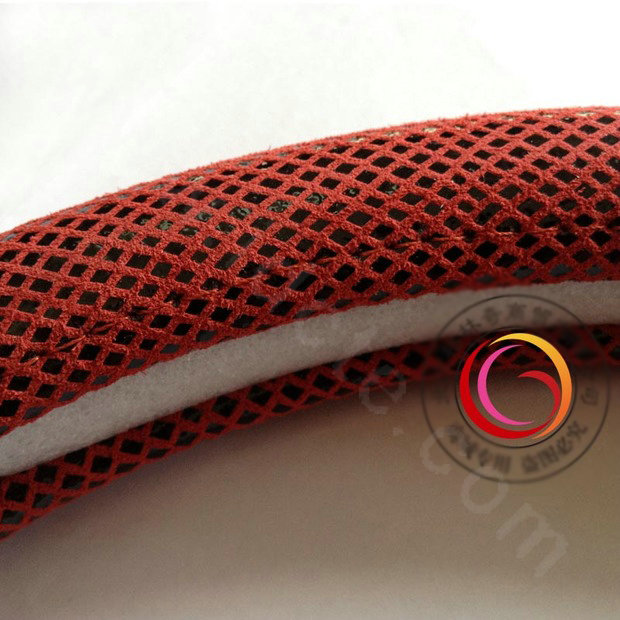 Fashion Women Genuine Leather Snake Skin Car Steering Wheel Covers 15 inch 38CM - Red