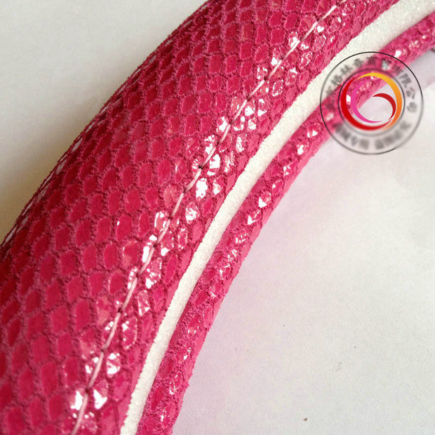 Fashion Women Genuine Leather Snake Skin Car Steering Wheel Covers 15 inch 38CM - Rose