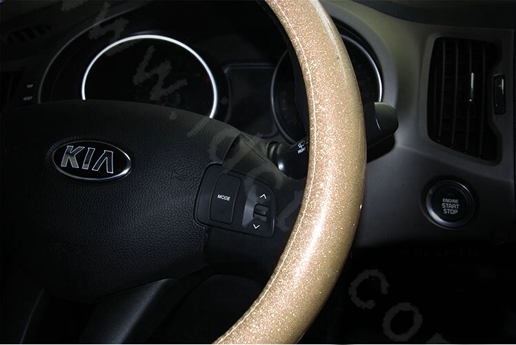 Fashion Women Glitter PU Leather Car Steering Wheel Covers 15 inch 38CM - Gold