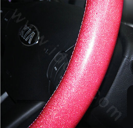 Fashion Women Glitter PU Leather Car Steering Wheel Covers 15 inch 38CM - Rose
