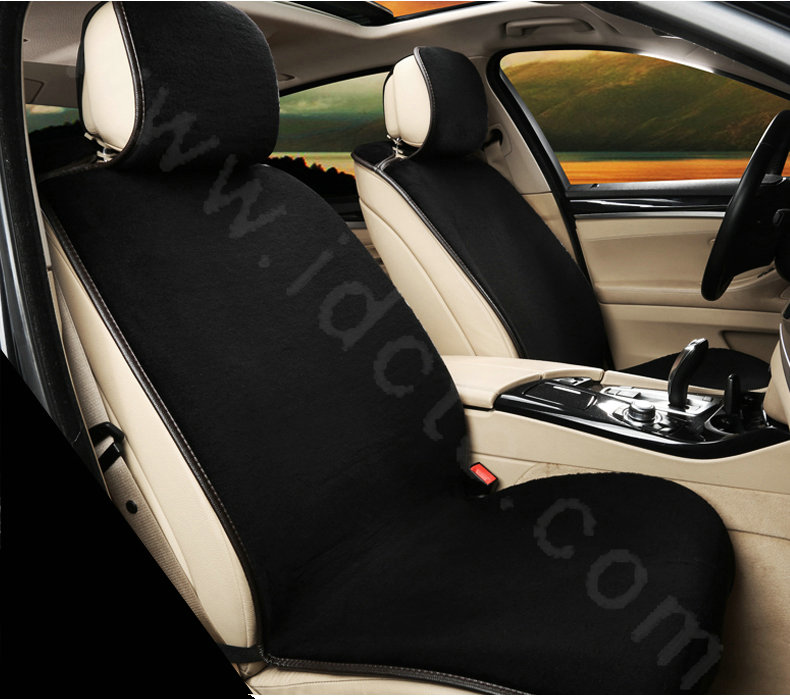 Funky Genuine Wool Auto Cushion Man Cool Casual Universal Car Seat Covers 11pcs Sets - Balck