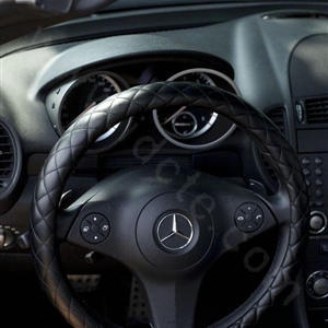 General Genuine Sheepskin Leather Grip Auto Steering Wheel Covers 16 inch 40CM - Black