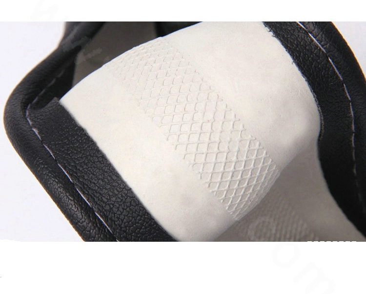 High Quality Classic Plaid PU Leather Automobile Steering Wheel Covers 15 inch 38CM - Black White