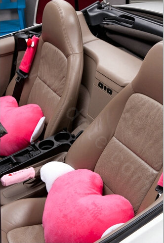 High Quality Heart Angel Plush Auto Lumbar Pillow Back Support Cushion 2pcs - Rose