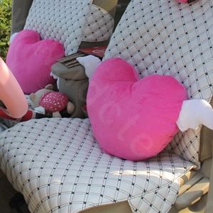 High Quality Heart Angel Plush Auto Lumbar Pillow Back Support Cushion 2pcs - Rose