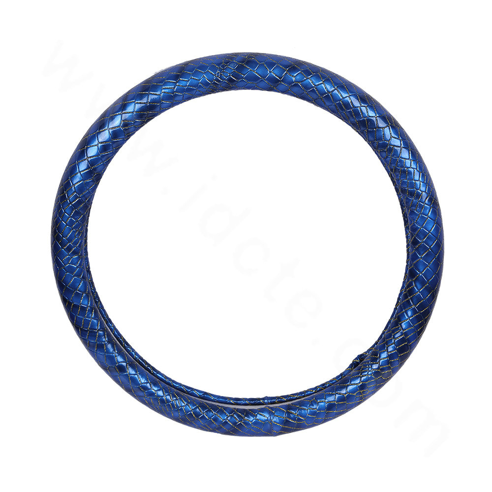 High Quality Snake Grain PU Leather Car Steering Wheel Covers 15 inch 38CM - Blue
