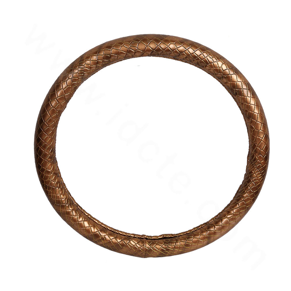 High Quality Snake Grain PU Leather Car Steering Wheel Covers 15 inch 38CM - Gold