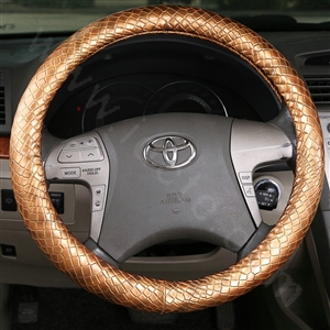 High Quality Snake Grain PU Leather Car Steering Wheel Covers 15 inch 38CM - Gold