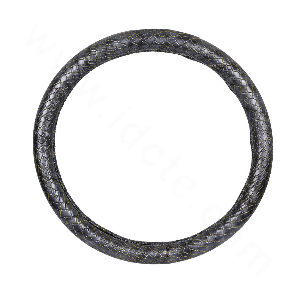 High Quality Snake Grain PU Leather Car Steering Wheel Covers 15 inch 38CM - Gray