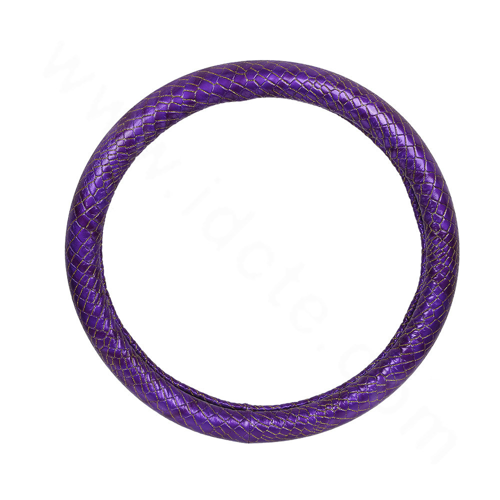 High Quality Snake Grain PU Leather Car Steering Wheel Covers 15 inch 38CM - Purple